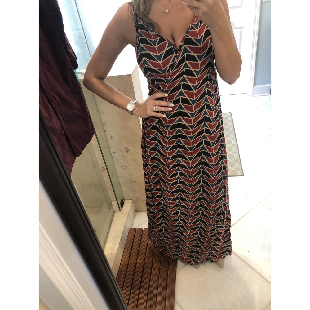 NEW FREE PEOPLE Floral Print V-Neck Gorgeous Aztec Wrap Low Back Maxi M